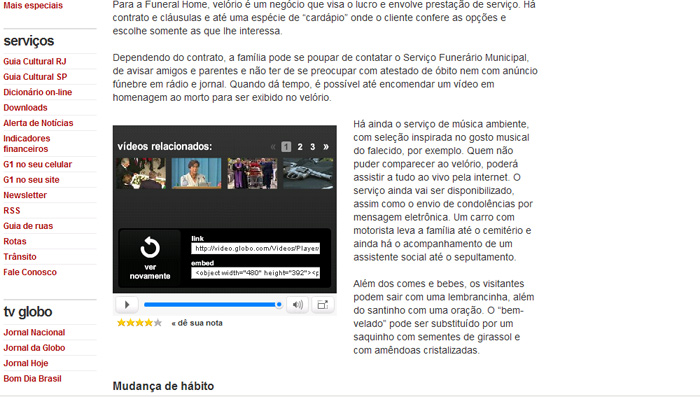 Matria Globo.com bem-velado